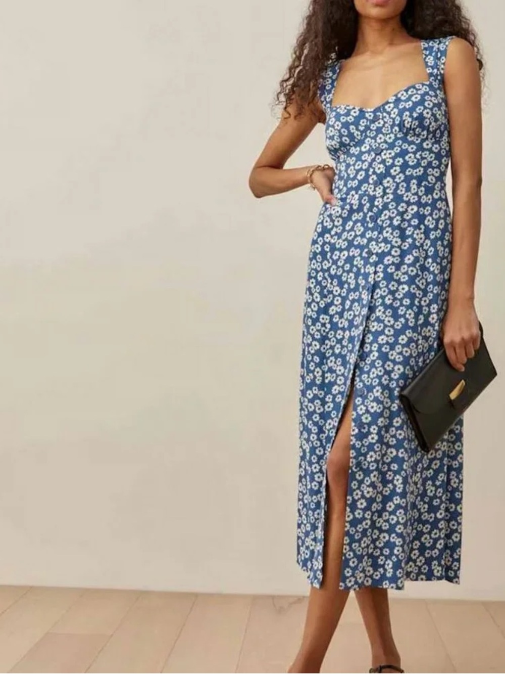 Reformation Tayler Button Front Midi Dress in Dana
